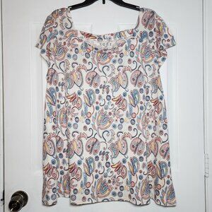 LOFT Plus - Paisley Capped Sleeve Blouse - Size 24/26